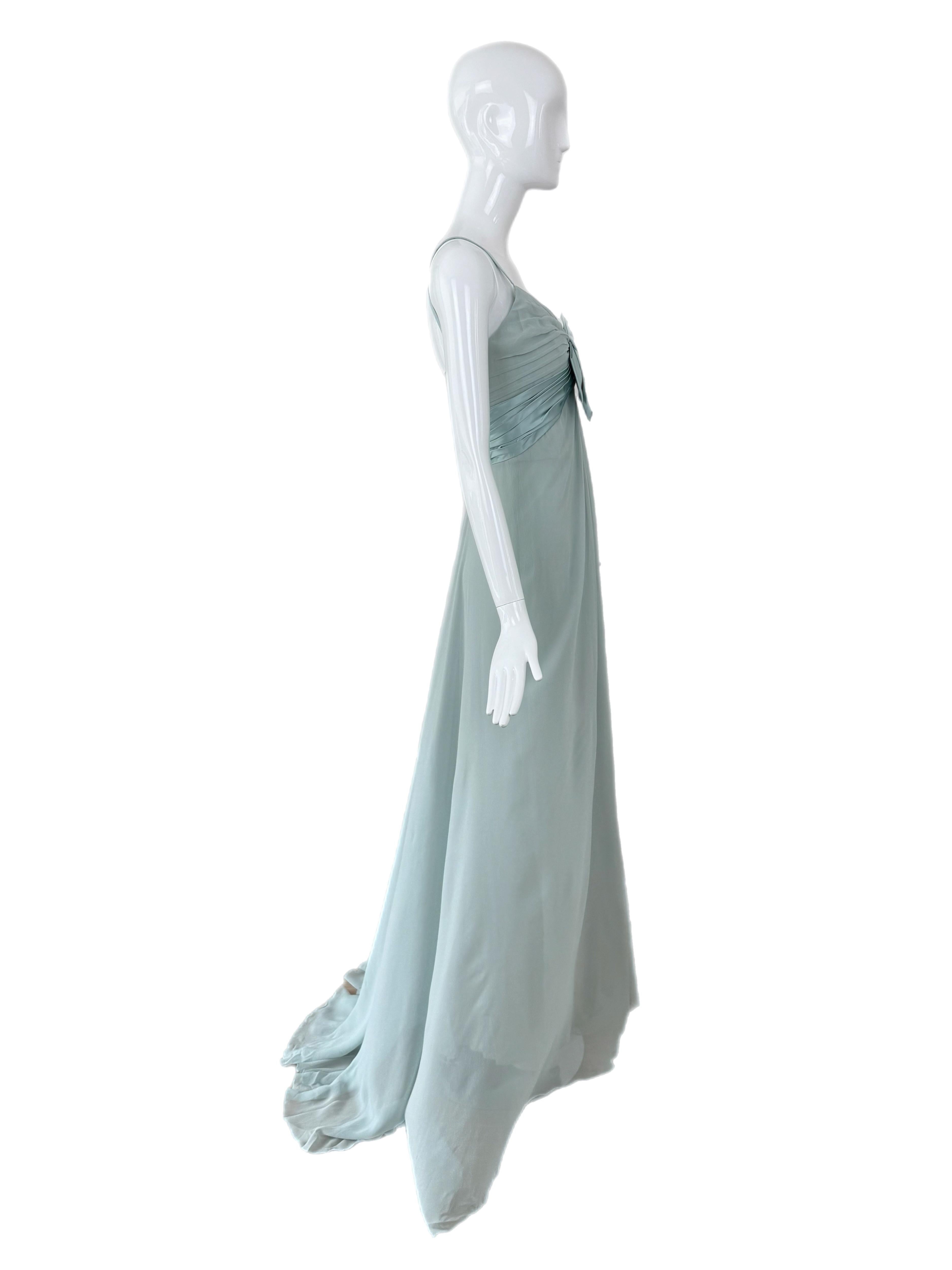 ELIE SAAB 2008 Vintage Blue Silk Ethereal Evening Gown Maxi Dress Bridal For Sale 1