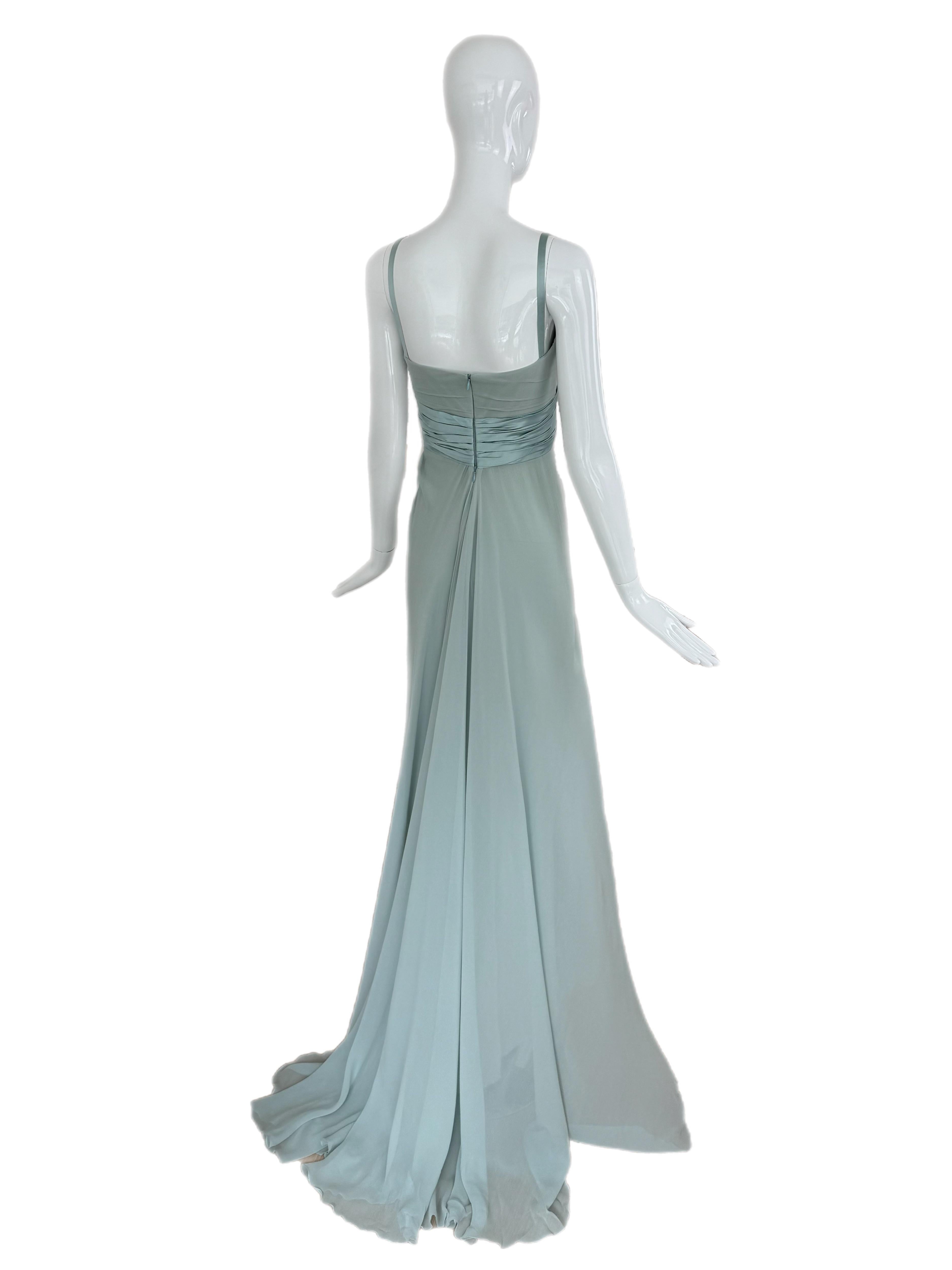 ELIE SAAB 2008 Vintage Blue Silk Ethereal Evening Gown Maxi Dress Bridal For Sale 2