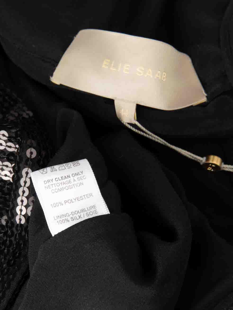 Elie Saab A/W19 Black Sequin Plunge Neckline Jumpsuit Size XXL For Sale 1