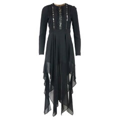 Elie Saab - Robe midi asymétrique en soie mélangée bordée de dentelle