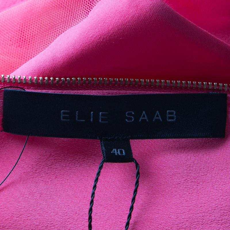 Elie Saab Begonia Embellished Silk Sleeveless Gown S In New Condition In Dubai, Al Qouz 2