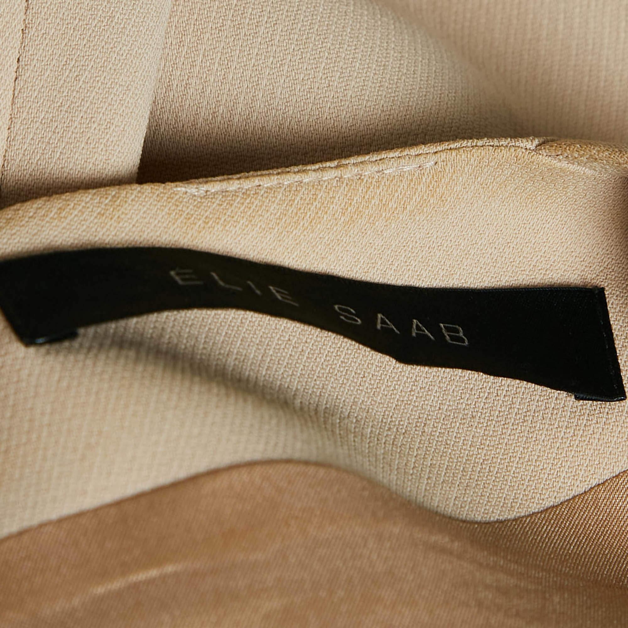 Elie Saab Vestido corto de crepé beige M en venta 2