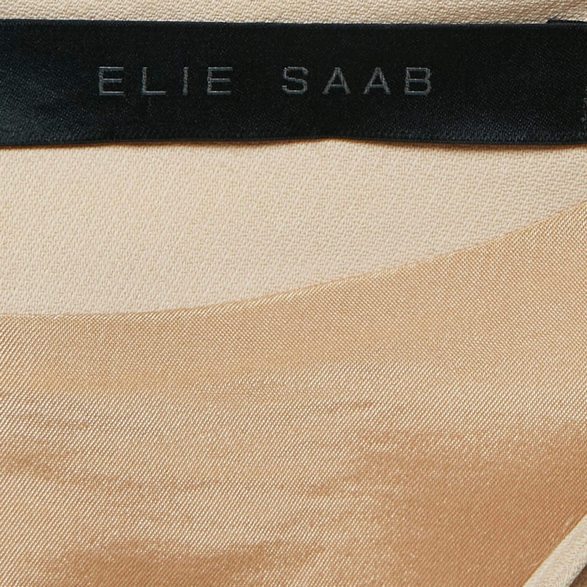 Elie Saab Vestido corto de crepé beige M en venta 3