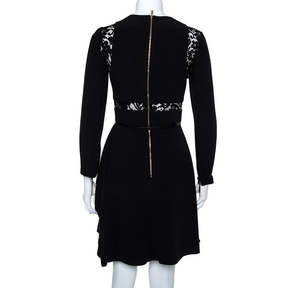 With a stunning take on the classic wardrobe staple - a little black dress, Elie Saab brings us this creation that is equal parts stylish and versatile. Crafted with thoughtful precision, it is made with crepe and lace. The dress flaunts an