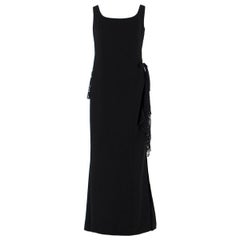 Used Elie Saab Black Embellished Lace Ruffle Gown IT 48 / US 12
