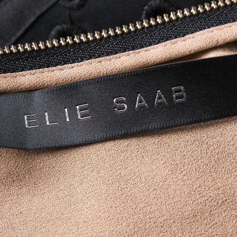 Elie Saab Black Eyelet Embroidered Gathered Sleeveless Maxi Dress S 2