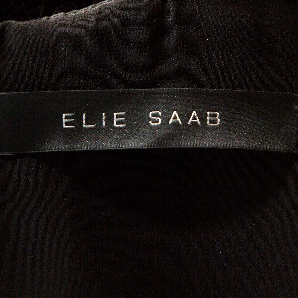 Elie Saab Black Floral Guipure Lace Layered Dress M 2
