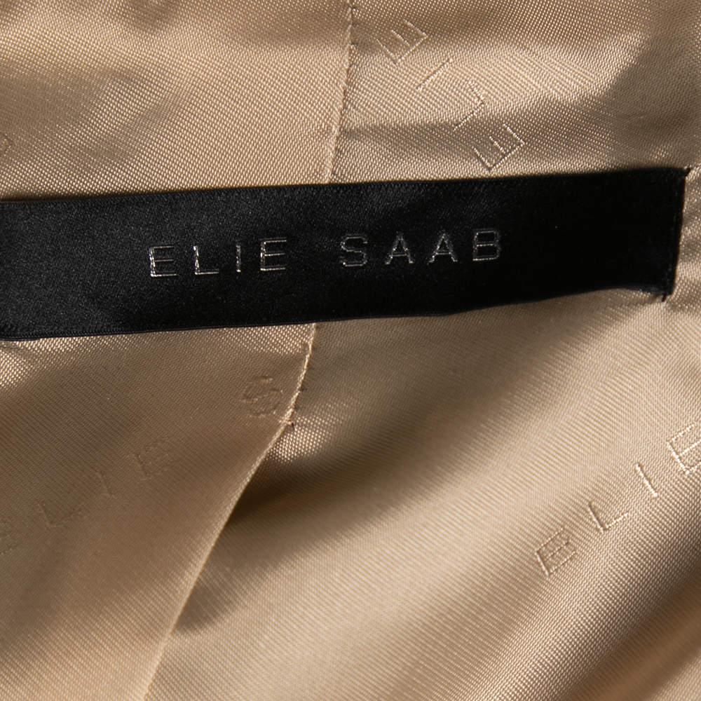 Elie Saab Black & Green Tweed Crepe Paneled Cropped Blazer S In Excellent Condition For Sale In Dubai, Al Qouz 2