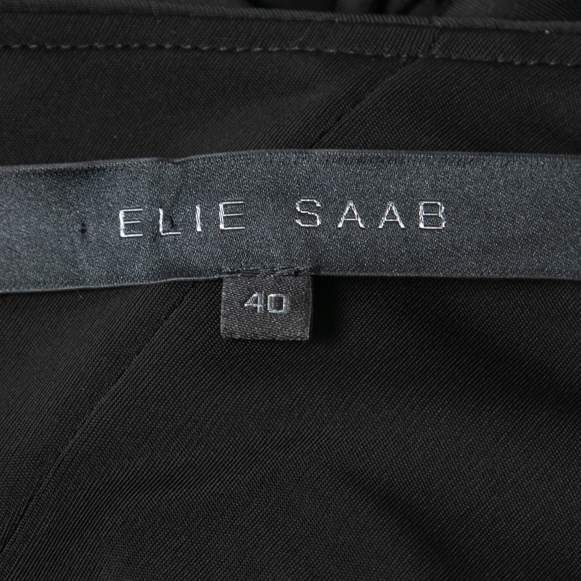 Elie Saab Black Jersey One Shoulder Draped Gown S 1