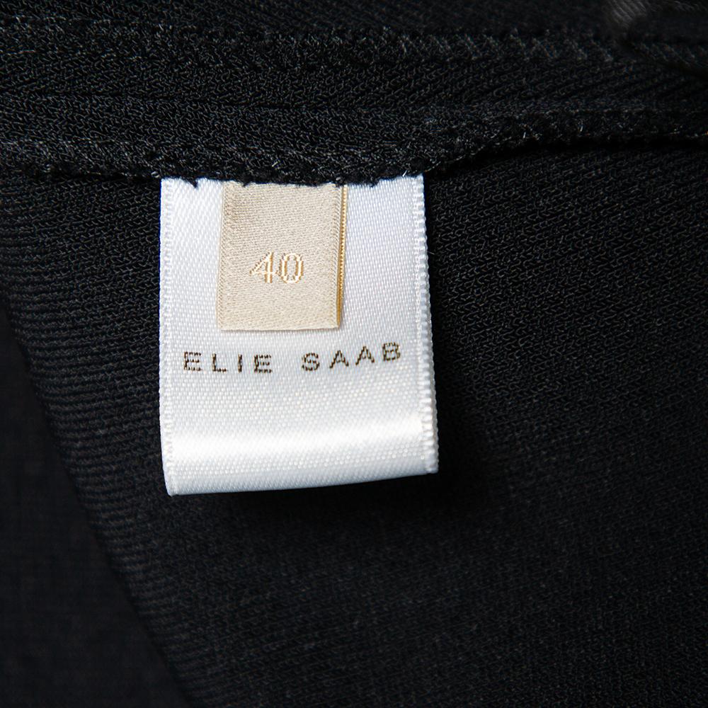 Elie Saab Black Knit Tasseled Midi Skirt S 4