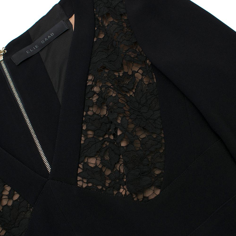Women's Elie Saab Black Lace Panelled Double Zip Dress - Size US 8 For Sale