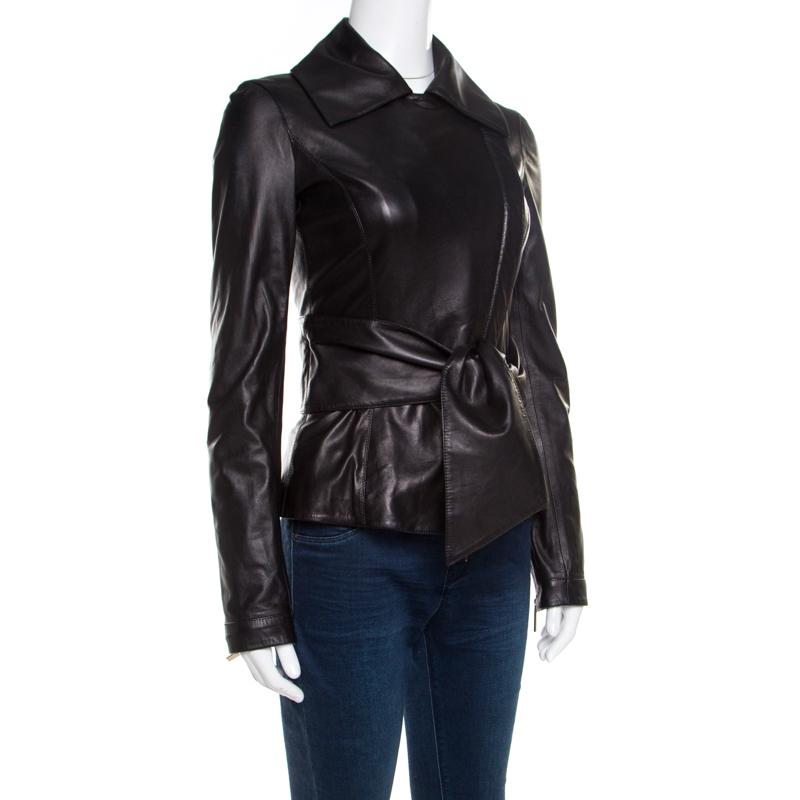 Biker jackets have become a fashion centrepiece and for those who want to try something exclusive can invest in this Elie Saab black jacket. Make your presence felt with this elegant jacket made of lamb leather and comes with a tie detail at the