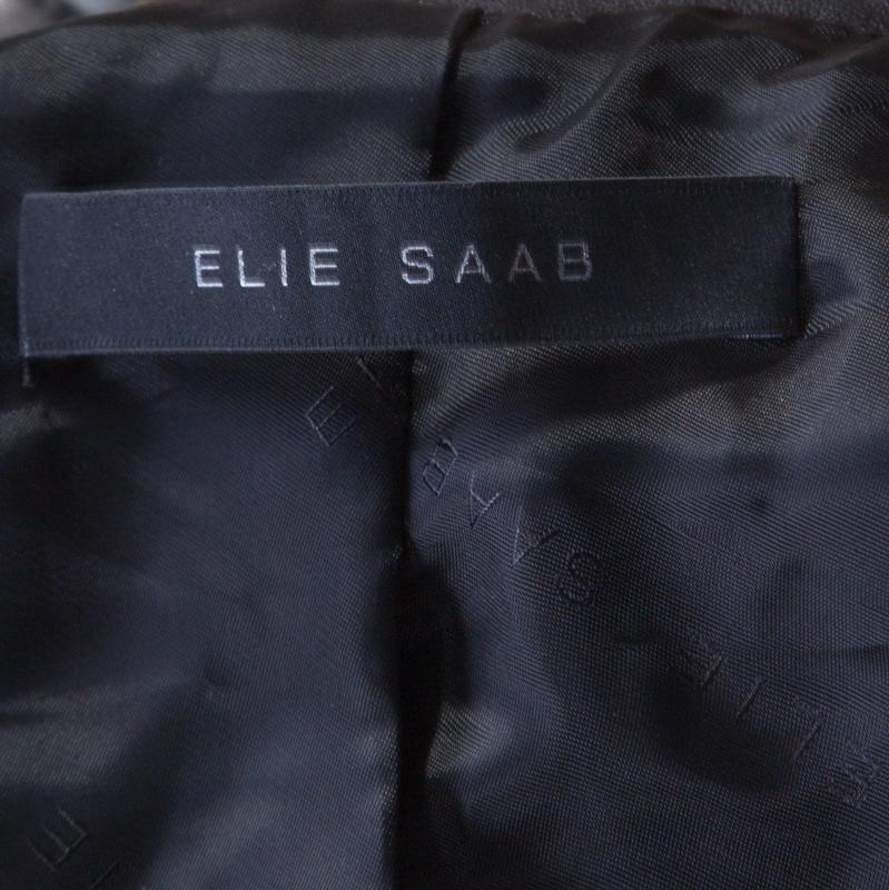 Women's Elie Saab Black Lamb Leather Waist Tie Detail Biker Jacket S
