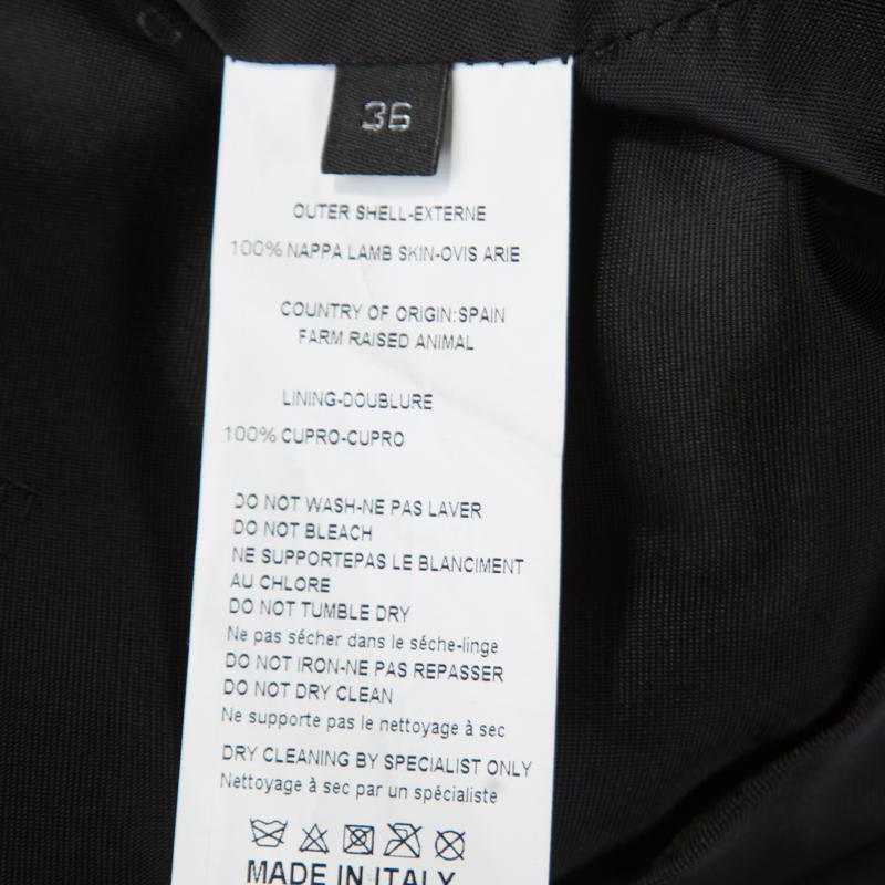 Elie Saab Black Lamb Leather Waist Tie Detail Biker Jacket S 1