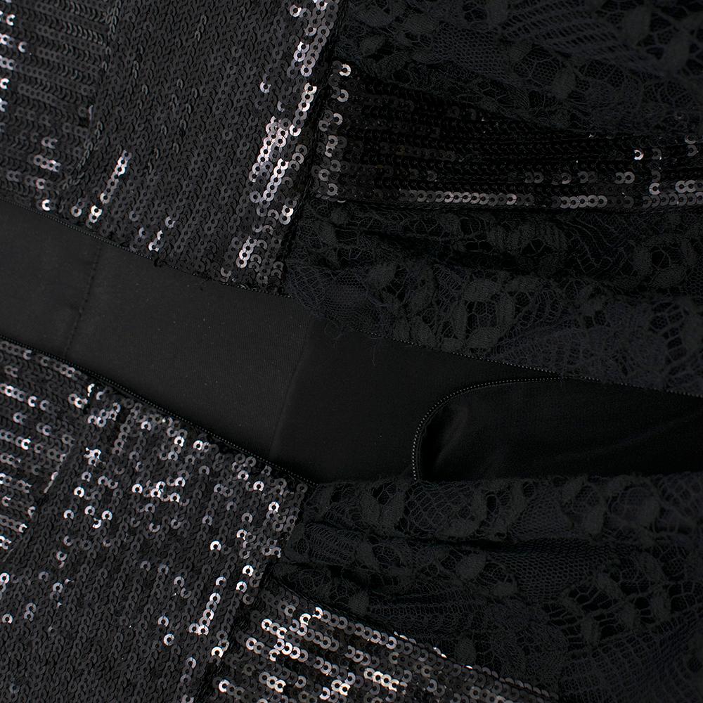 Women's Elie Saab Black Sequin & Lace Layered Mini Dress estimated size XS