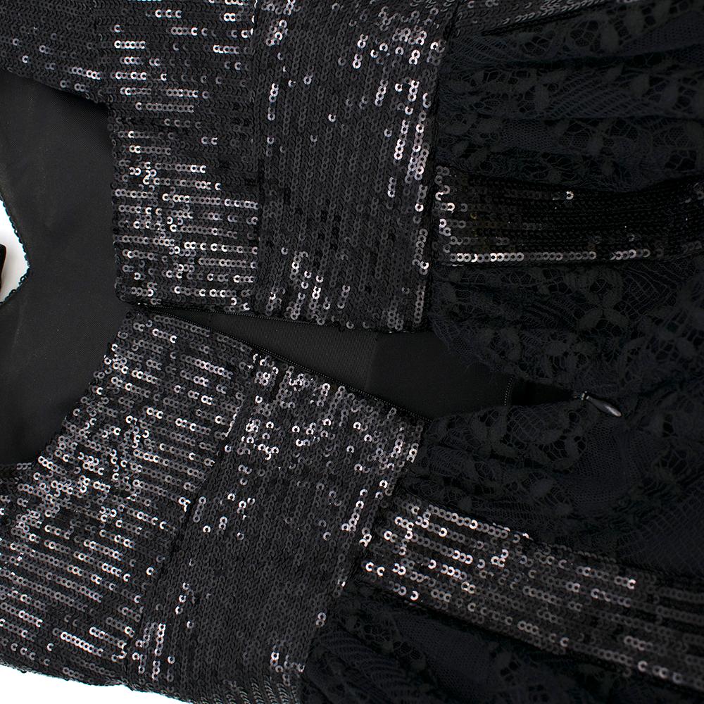 Elie Saab Black Sequin & Lace Layered Mini Dress estimated size XS 1