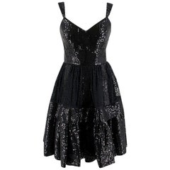 Elie Saab Black Sequin & Lace Layered Mini Dress estimé taille XS