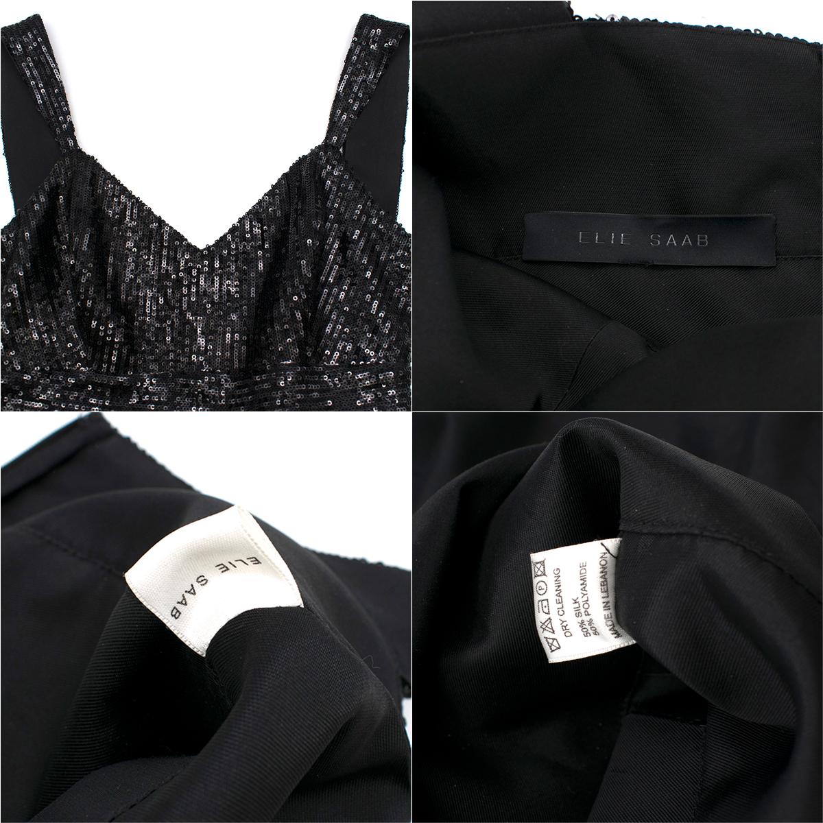 Elie Saab Black Sequin & Lace Layered Mini Dress - Size XS For Sale 1