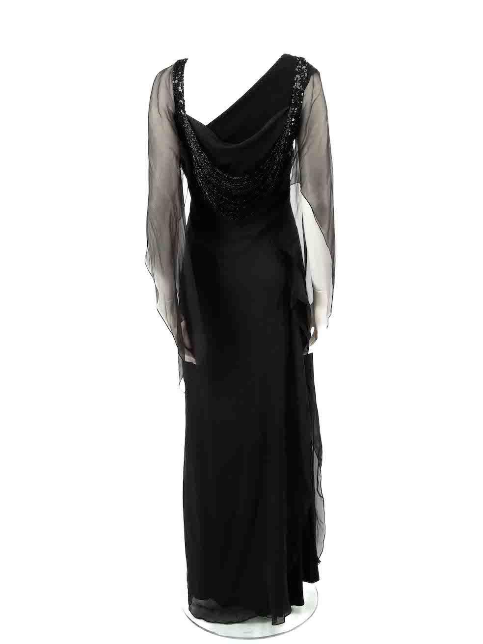 Elie Saab Black Sequinned Maxi Dress Size XL In Good Condition For Sale In London, GB