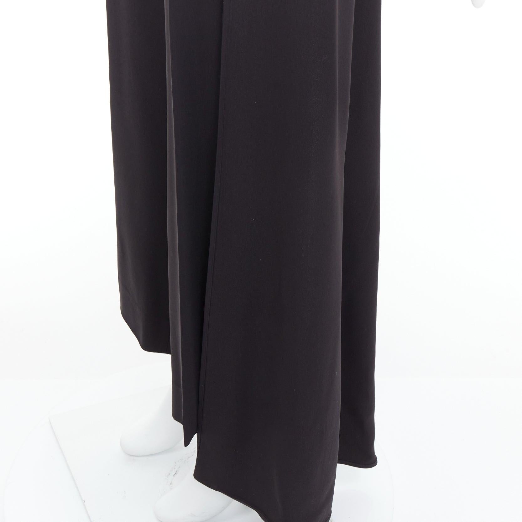ELIE SAAB black sheer panels drape asymmetric V neck jumpsuit FR36 S For Sale 2