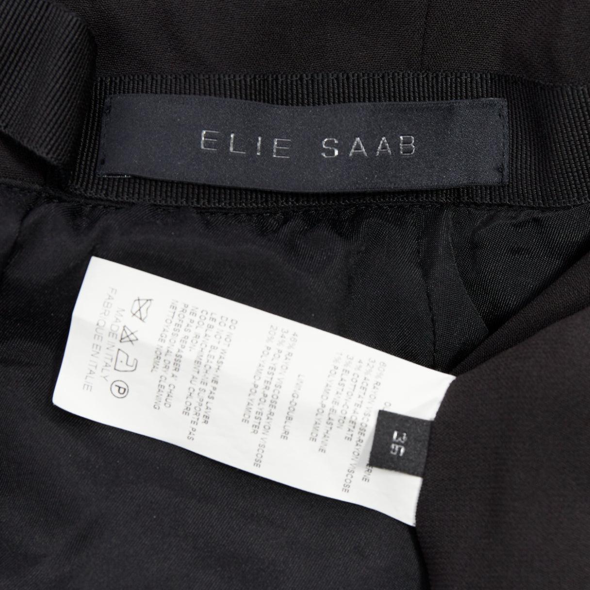 ELIE SAAB black sheer panels drape asymmetric V neck jumpsuit FR36 S For Sale 3