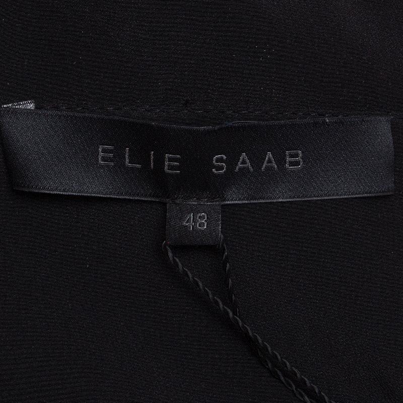 Women's ELIE SAAB black silk 3/4 SLEEVE SHIFT DRESS 48 XXL