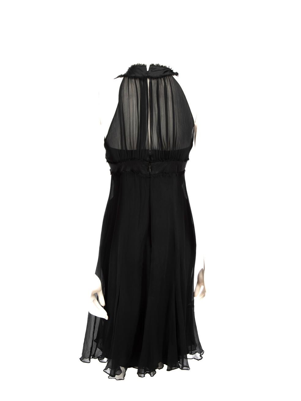 Elie Saab Black Silk See Through Dress Size L In Good Condition In London, GB