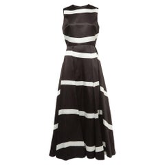 Elie Saab Black/White Striped Silk-Blend Gown M