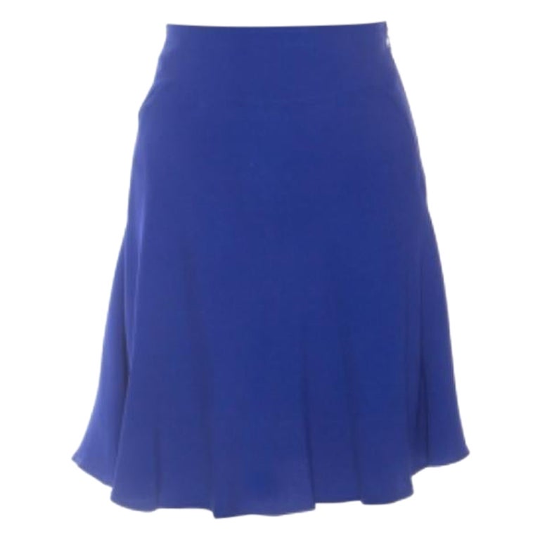 Elie Saab Blue Crepe Flared Skirt S