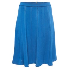 Elie Saab Blue Knit A-Line Skirt L