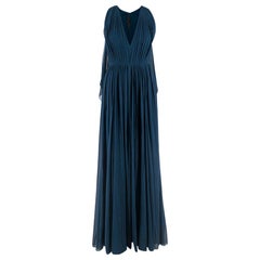 Elie Saab Blue Pleated silk-chiffon gown - Size US 4