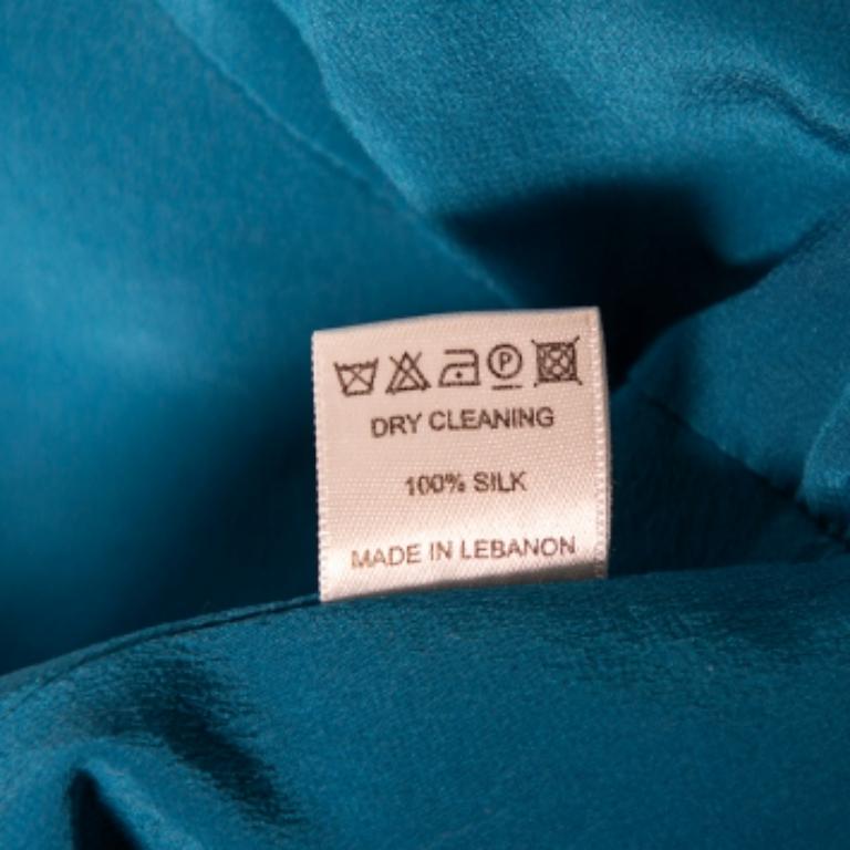 Elie Saab Blue Silk Ruched Detail Short Dress M In Good Condition In Dubai, Al Qouz 2