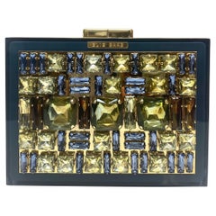 Elie Saab Blue Stone Clutch with Gold Chain