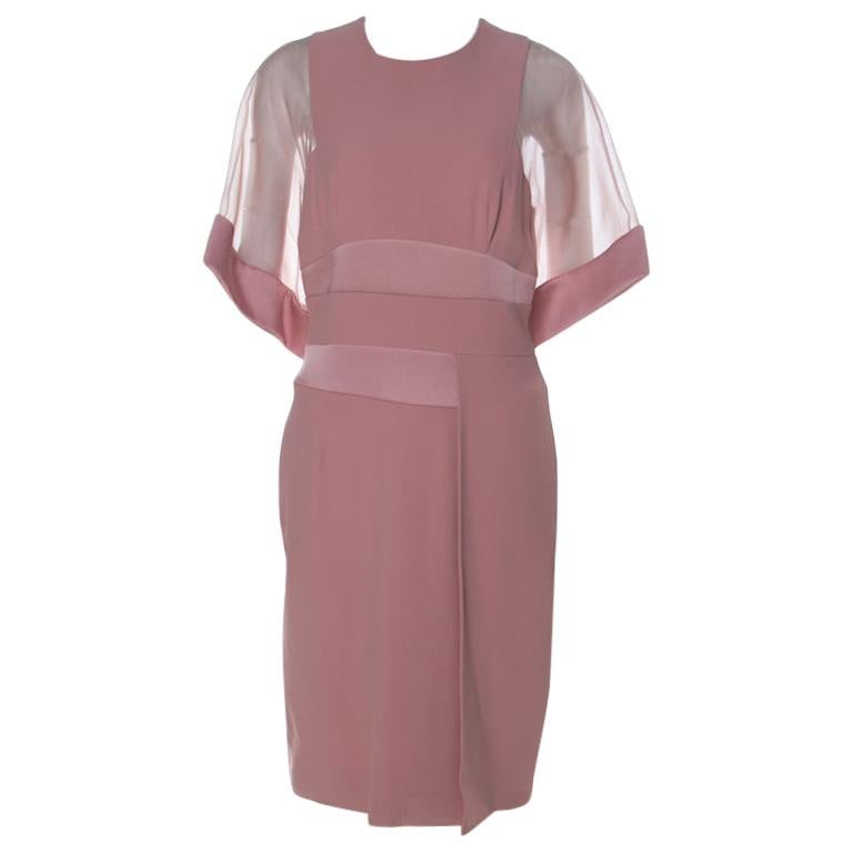 Elie Saab Blush Pink Sheer Sleeve Detail Cocktail Dress S