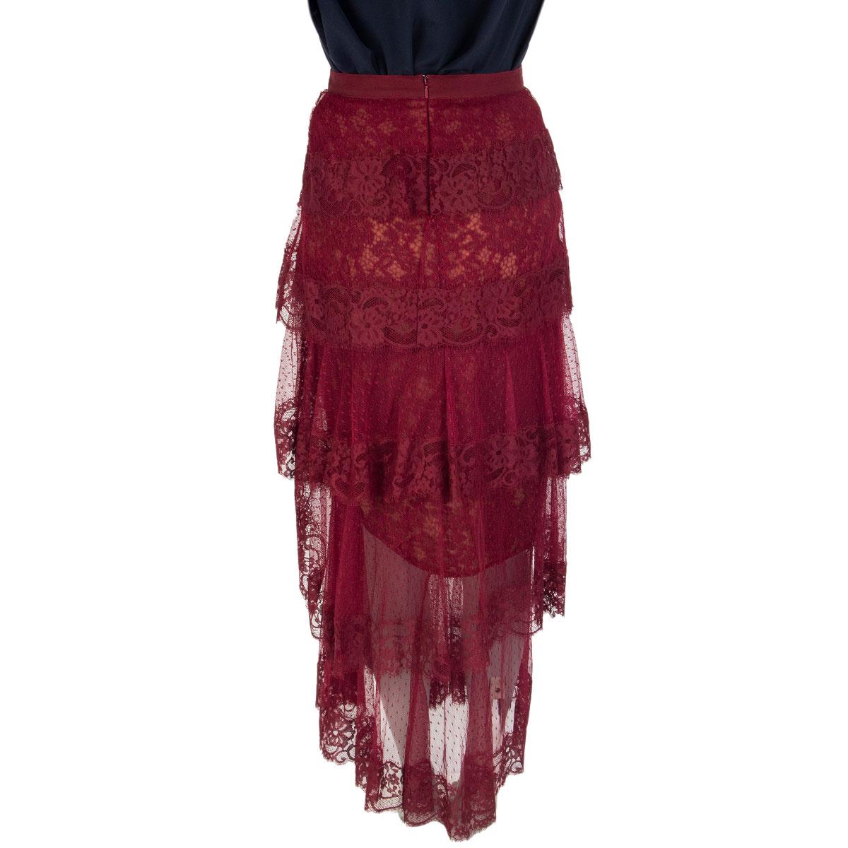 burgundy tiered skirt