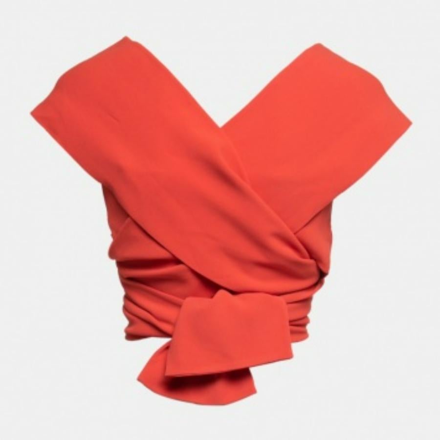 Rosso Elie Saab - Top senza maniche in crepe arancione corallo XS in vendita