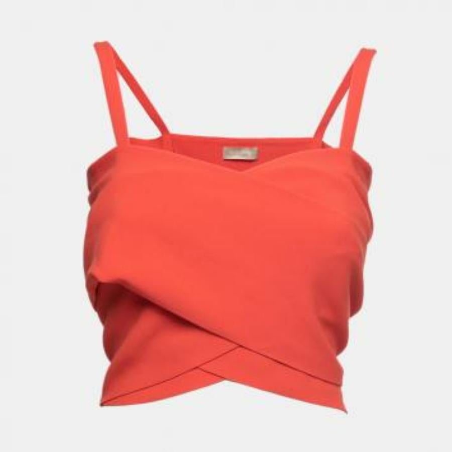 Elie Saab - Top senza maniche in crepe arancione corallo XS in vendita 1