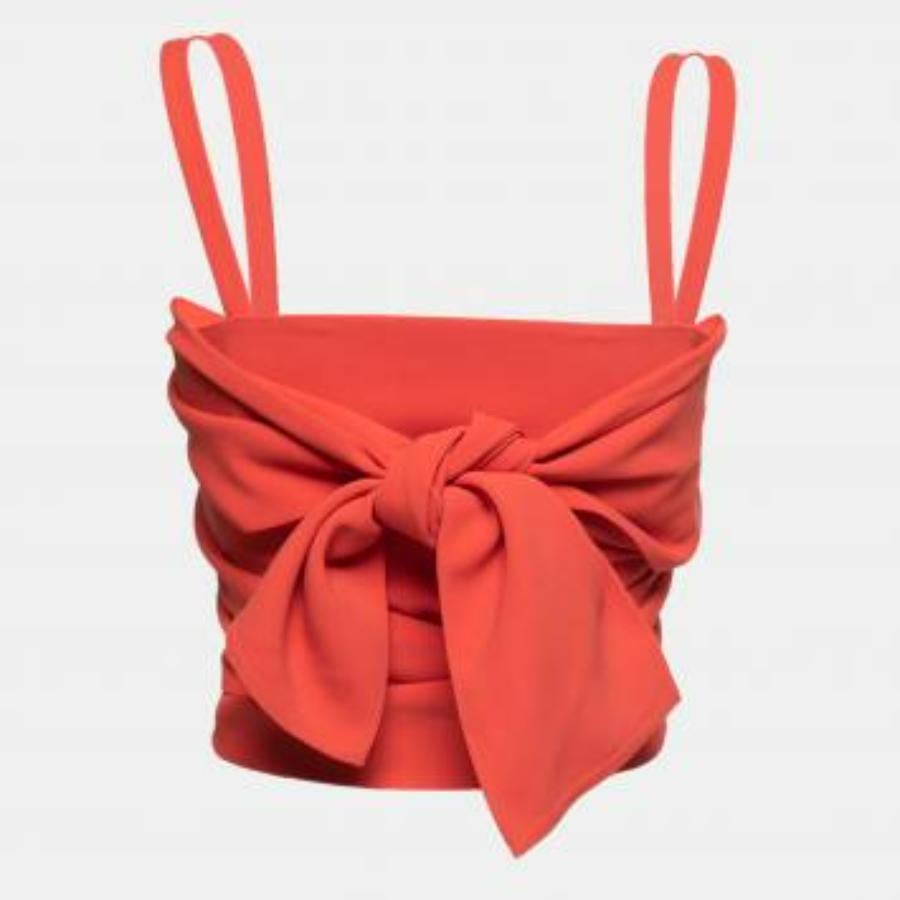 Elie Saab - Top senza maniche in crepe arancione corallo XS in vendita 2