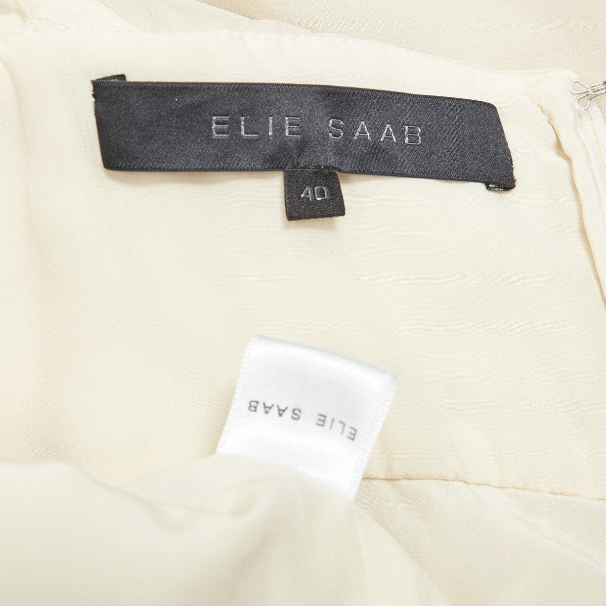 ELIE SAAB cream 100% silk halter neck high slit long grecian gown FR40 M 4