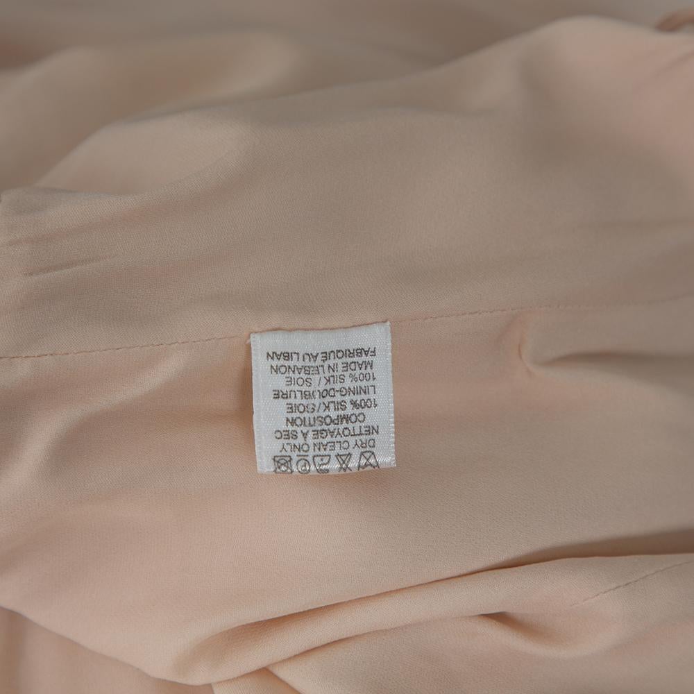 Elie Saab Cream Silk Embellished Draped Strapless Dress S In Good Condition In Dubai, Al Qouz 2