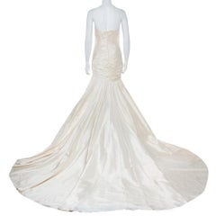 Elie Saab Cream Silk Strapless Wedding Gown M