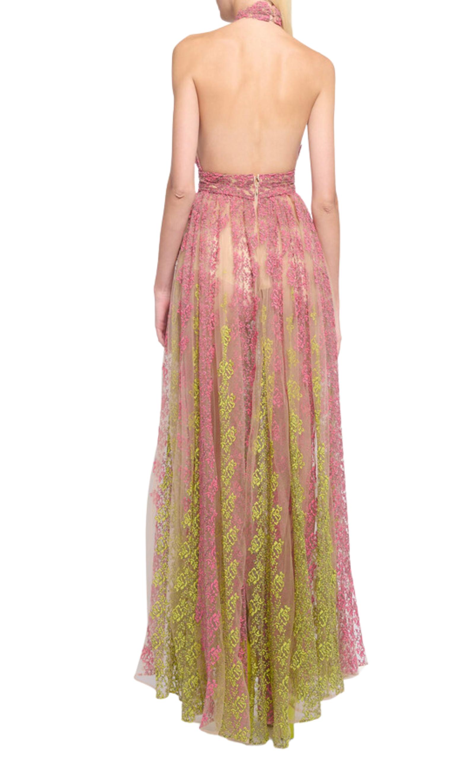 Elie Saab Floral Embroidery Tulle Floral Gown FR 36 - US 4 For Sale 1