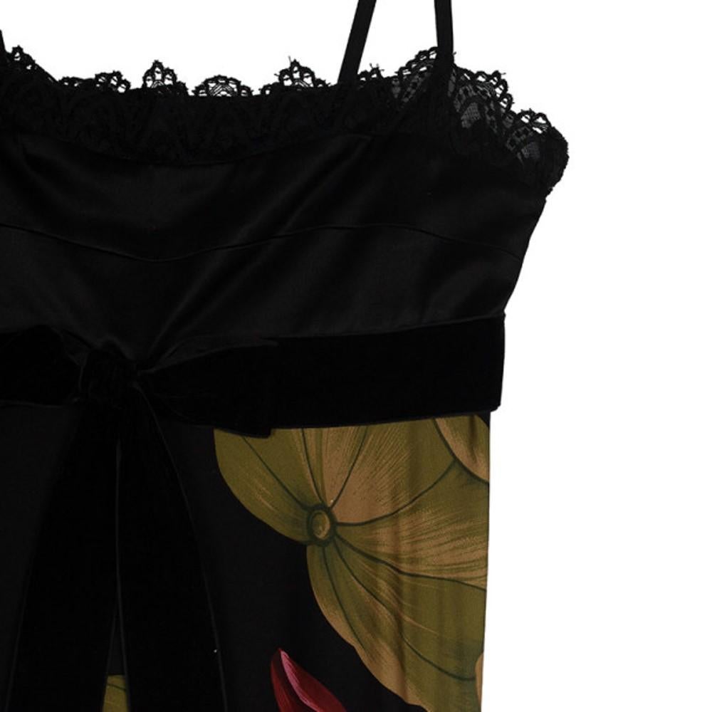 Elie Saab Floral Print Black Gown S 1