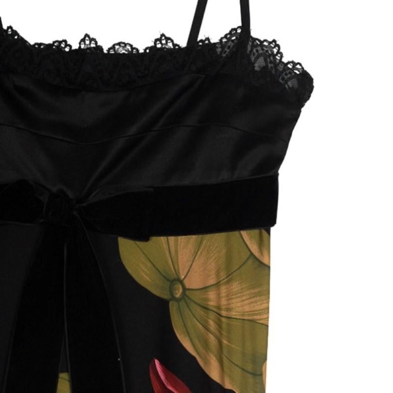 Elie Saab Floral Print Black Gown S 1