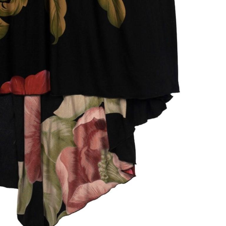 Elie Saab Floral Print Black Gown S 4
