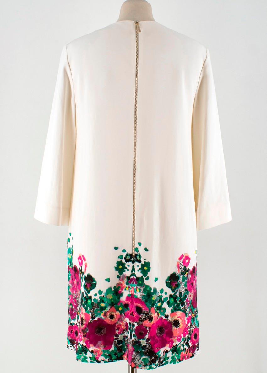 Elie Saab floral-print white cady shift dress US 4 In New Condition For Sale In London, GB