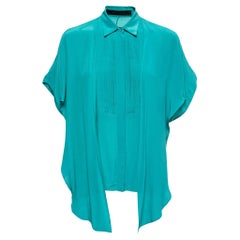 Elie Saab Green Crepe Silk Ruffled Overlay Shirt S