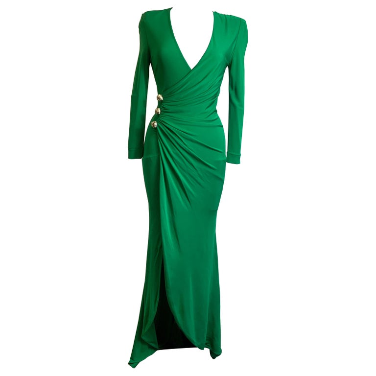 emerald green velvet long dress V-neck Emerald Green Velvet Prom Dresses, Side Slit Prom Dresses, Long Prom  Dresses cg16948 main image 0