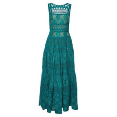 Elie Saab Green Lace Sleeveless Maxi Dress S
