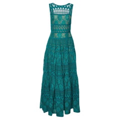 Maxivestido sin mangas de encaje verde Elie Saab S